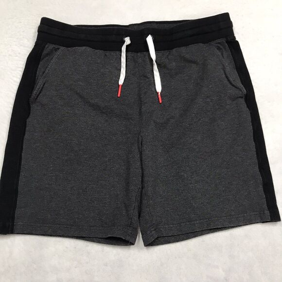 PSYCHO BUNNY Sweat Short Men L 34-36 Gray Black 3 Pocket Drawstring Luxury Sport - Picture 1 of 16